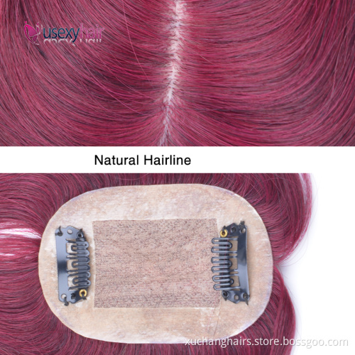 Silk Top 6*9cm Hair Topper Brazilian Virgin Human Hair Womens Toupee Hair Piece Topper for Women